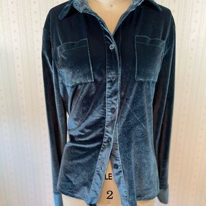 Velvet turquoise button down long sleeve.